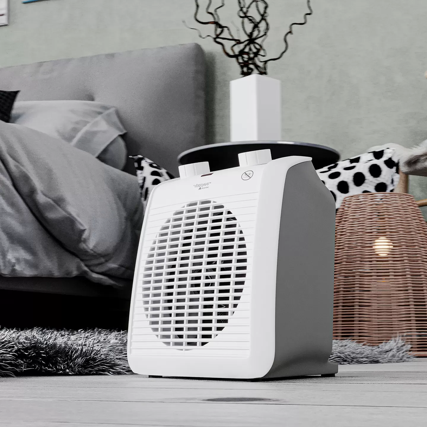 Voltomat 2000w Termostatlı Seramik Fanlı Isıtıcı Metal Gövde, Devrilme Emniyetli Isıtıcı