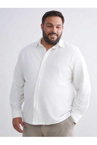 Lcw Vision Beyaz Büyük Beden Slim Fit Uzun Kollu Erkek Gömlek
