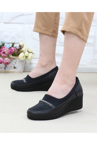 Nesil Shoes Sdf A06 Siyah Strech Dolgu Kadın Ayakkabı-siyah