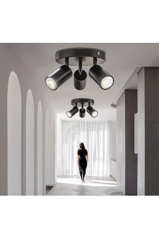 Mylights  Modern Üçlü Metal Led Spot Günişiği Ampullü Hareketli A
