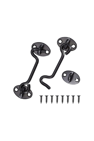 Geeksen 2 Adet Siyah Paslanmaz Çelik 3 İnç Eski Tip Pencere Kancası - Pencere Ve Kapı Tutucu Aksesuarı Siyah