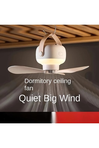 Xuweiwei Beyaz Taşınabilir Akıllı Tavan Fanı Uzaktan Kumandalı Şarj Edilebilir Ayarlanabilir Hızlar 2si 1 Arada Kamp Ofis Ev İçin