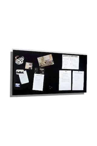 Dünya Magnet Magnet Panosu, Dekoratif Mıknatıslı Pano, Siyah, Metal Pano, 30x75 Cm Çok Renkli