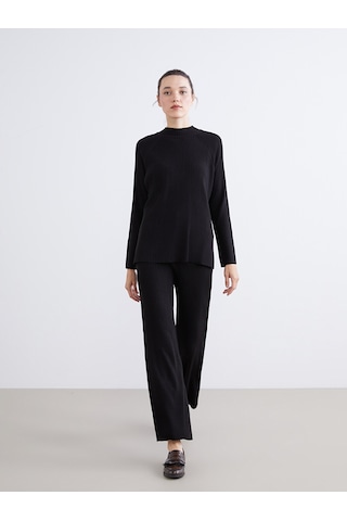 Lcw Comfort Siyah Beli Lastikli Kadın Triko Pantolon
