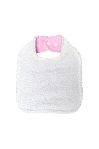 Pamuklu Sıvı Geçirmez Mama Önlüğü Bürümcük-havlu Çift Yönlü P-b Beyaz - Pembe