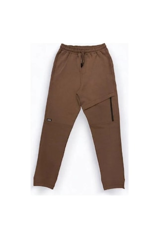 Erkek Çocuk Rahat Kalıp İki İplik Eşofman Altı-14702 Kahverengi