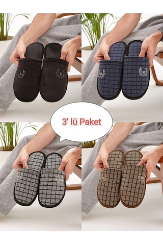 3'lü Paket M Kışlık Terlik Ev Terliği Çeyiz Bohça Seti Misafir Terliği Çok Renkli