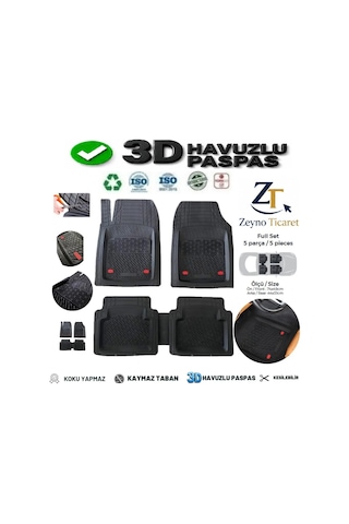 Toyota Auris Hb 2007 4 Cm Derin Havuzlu 5 Parça 3d Universal Oto Paspas Siyah