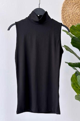 Likralı Balıkçı Yaka Tunik İçlik - Siyah