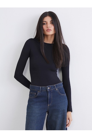 Lcw Vision Siyah Bisiklet Yaka Kadın Bodysuit