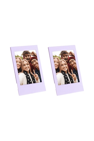 Instax Mini 12 Simli Şeffaf Lila Kılıf Pvc 64'lü Albüm Ve Fotoğraf Çerçeveleri Aksesuar Seti