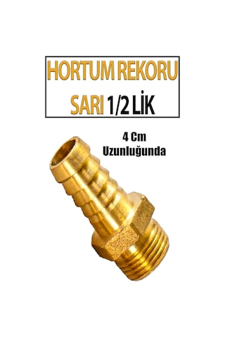 Sarı Pirinç Hortum Rekoru 1/2 Lik 4 Cm Uzunluğunda