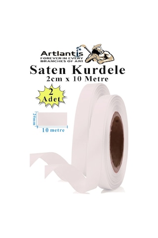 Beyaz Kurdele Saten 2 Cm 10 Metre 2 Adet Saten Kurdela Parlak Hediye Ve Süsleme Şeridi Süs Paketleme Çiçek Saç El