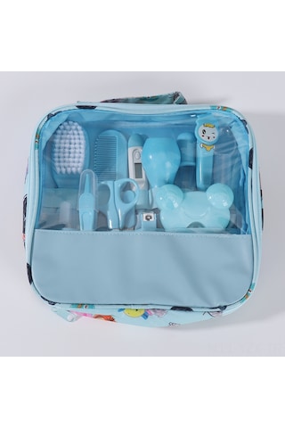 Yaozixa Bebek Bakımı 13 Parça Seti - Burun Emici, Tırnak Kırıcı, Termometre Ve Temizlik Aletleri - Mavi Sağlıklı Bakım Takımı