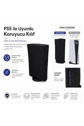 Microcase Ps5 İçin Su Toz Kir Çizik Koruma Kılıfı Al5643 Siyah