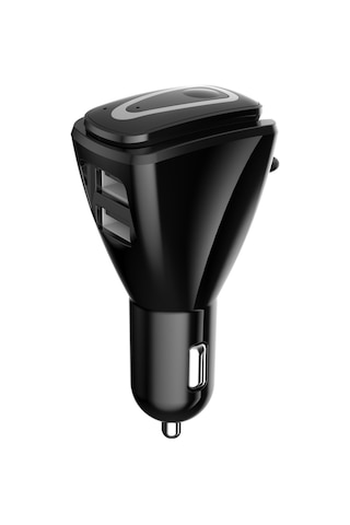 C2 2'si 1 Arada Bluetooth Kulaklık Araç Şarj Cihazı, Ahizesiz Arama Ve Akıllı Telefonları Destekleyin Çift Usb Şarj Fonksiyonu Siyah