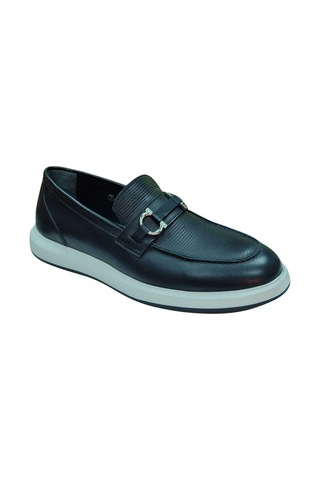 Rego 1774 Erkek Siyah 40-44 Deri Tokalı Loafer Ayakkabı Siyah
