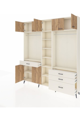 Arges Dolap 11 Raflı 4 Çekmeceli 2 Askılı 220x30x243 Aytaşı-çam/aytaşı Atlas Çam/aytası
