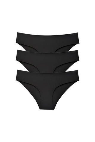 Bonbonetti Düşük Bel Dikişsiz Lazer Kesim 3'Lü Paket Siyah Siyah Siyah Kadın Külot Siyah