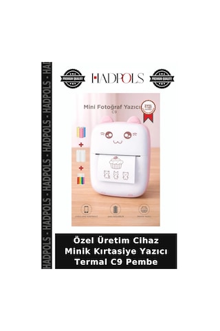 Özel Üretim Cihaz Minik Kırtasiye Yazıcı Termal C9 Pembe