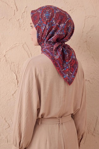 Silk Home Soft Eşarp Geometrik Bordo 90x90 Çok Renkli
