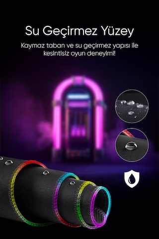 Rgb 13 Değişen Ledli Düz Siyah 80x30 Cm Gaming Oyuncu Su Geçirmez Mousepad Işıklı Mouse Pad Siyah
