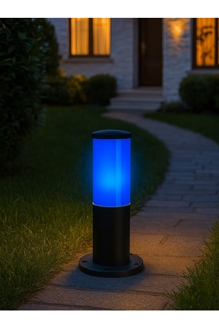 Huzur Elektrik Bollard Mavi Set Üstü Direk 30cm Aydınlatma Armatürü 13403