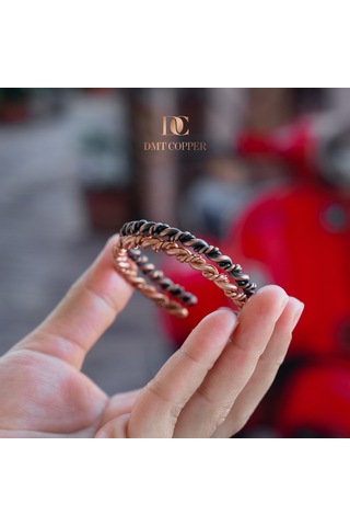 Dmt Copper Home %100 El Yapımı Bakır Bileklik,doğal Antibakteriyel Bakır Bileklik, Sağlık Dostu 2 Li Takım Işıklı Kutulu Bakır