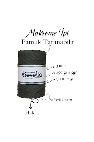 Taranan Makrome Ipi 3mm Taranabilir Pamuk Tek Büküm Makrome Ipi Haki
