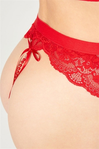 Kırmızı Dantelli Taş Detaylı Kadın Jartiyer Kırmızı