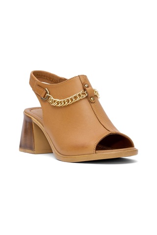 Pierre Cardin Pc-54632 Kadın Hakiki Deri Topuklu Sandalet Taba Taba