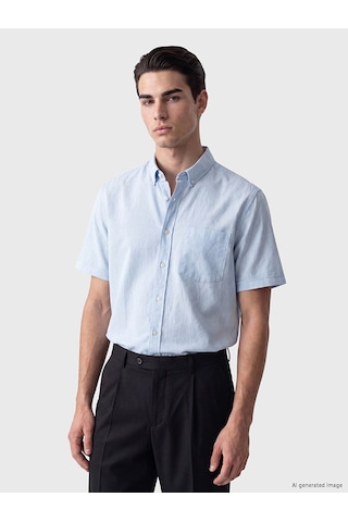 Lcwaıkıkı Classic Mavi Regular Fit Kanvas Erkek Gömlek