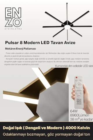 Pulsar Modern Led Tavan Avize - Aşağı Işık Kumandalı Dim Edilebilir Doğal Işık