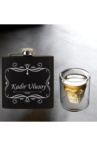Kişiye Özel Cep Matarası Ve Çift Çidarlı Kuru Kafa Bardak