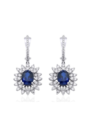 5.35 Karat Safir Pırlanta Küpe - Hrd Sertifikalı