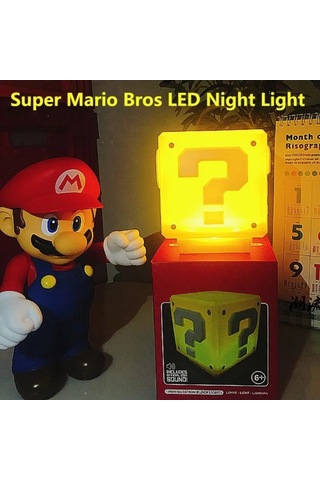 Qingmipy Süper Mario Işık Küpü - 2w Gece Lambası Ve Dekoratif Oyun Aksesuarı Sari