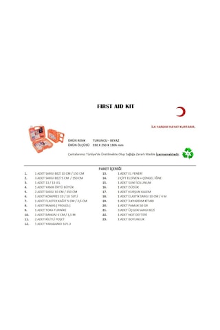 Büyük Boy İlk Yardım Seti First Aid Kit 5570