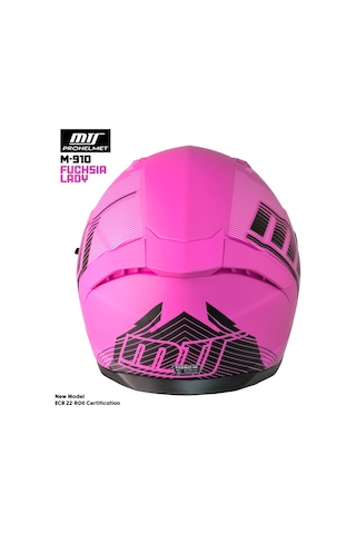 Mts M-910 Fuchsia Lady Güneş Vizörlü Motosiklet Kaskı Mat Pembe - Siyah