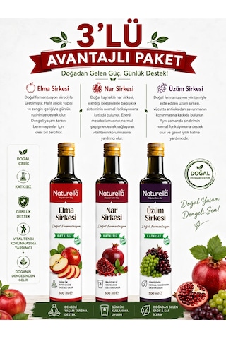 Naturella Nar , Üzüm & Elma Sirke Seti 3 X 500 Ml