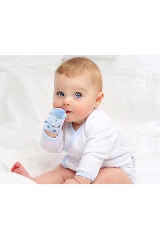 Babyjem Bebek Diş Kaşıyıcı Eldiveni Kirpi Mavi