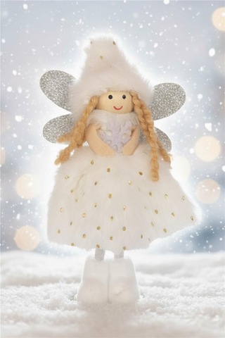 Yılbaşı Ağaç Süsü Işıltılı Melek Figürü