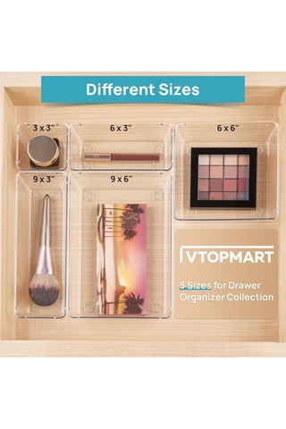 Reedark 16'lı Şeffaf Plastik Çekmeceli Manikür Aksesuar Ve Kozmetik Saklama Kutusu Seti Şeffaf