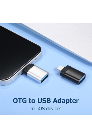 Pazly Mini Usb2.0 Otg Adaptörü, Alüminyum, Siyah/beyaz, Tak Ve Çalıştır, Geniş Uyumluluk, İos Uyumlu, Kısa Boyutlu