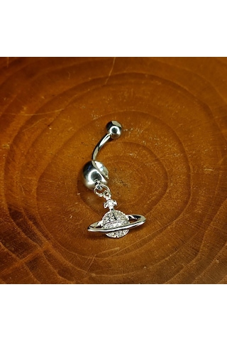 Aya Tasarım Gümüş Renk Saturn Model Göbek Piercing