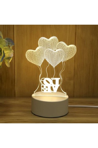 3d Gece Lambası Usb Renkli Uzaktan Kumanda - Aşk Balonu Diğer