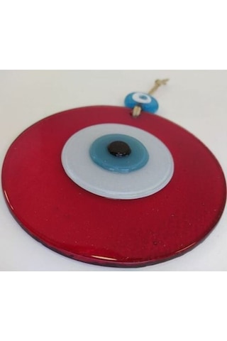 Kırmızı Nazar Boncuğu 12cm El Yapımı Cam Boncuk