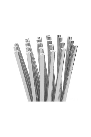 Geekyou Gümüş Renkli 100 Adet Gıda Grubu Folyo Kağıt Pipetler - Düğün, Parti Ve Banket Dekorasyonu İçin Çevre Dost Pipet Seti