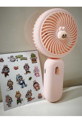 Şarjli Mini El Fanı Masa Fanı Soğutucu Masa Üstü Vantilatör Usb 3 Kademeli Olup Sticker li