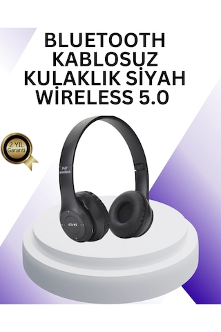 Bluetooth 5.0 Kablosuz Kulak Üstü Kulaklık Stereo Ses Ve Katlanabilir Tasarım Çok Renkli