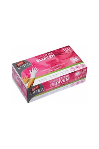 100 Adet Latex Eldiven M Beden Dmk Pudralı Lateks Eldiven